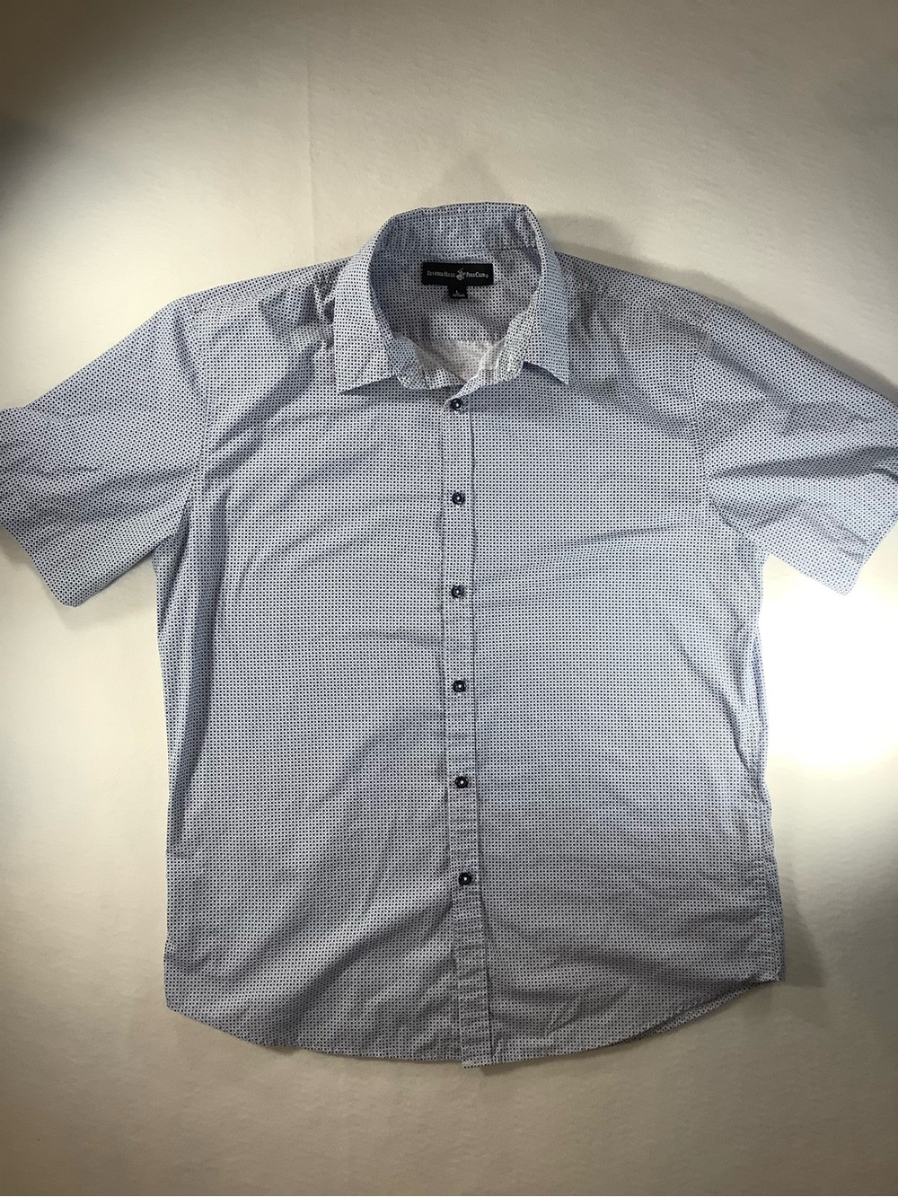 Beverly Hills Polo Club Light Blue Micro-Print Short Sleeve Button-Down